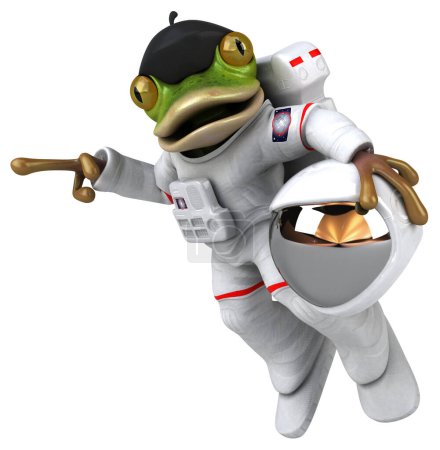 Téléchargez les photos : Amusant personnage de grenouille dessin animé 3D astronaute - en image libre de droit