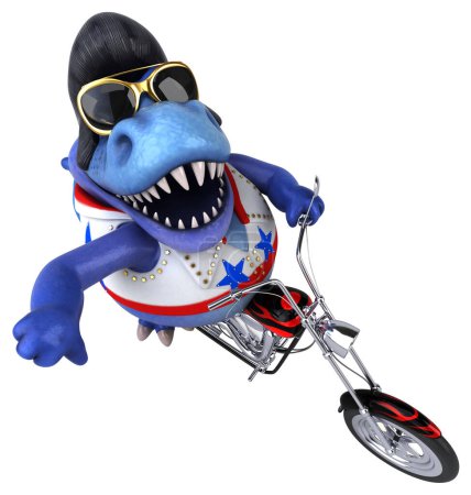 Photo for Fun 3D cartoon illustration of a Trex rocker  character - Royalty Free Image