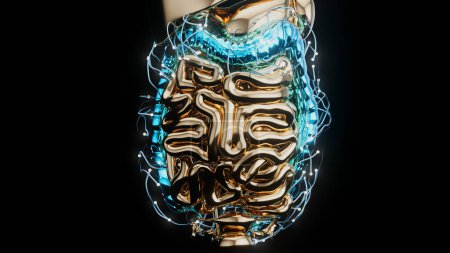 Téléchargez les photos : Vue 3D abstraite de la physiologie intestinale - en image libre de droit