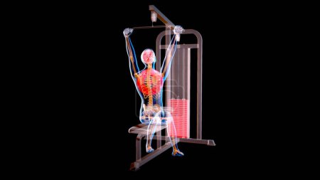 Foto de Arte 3D abstracto de un hombre en la máquina de extracción Lat - Imagen libre de derechos