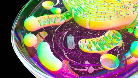Ilustración abstracta en 3D de la celda y el centríolo
