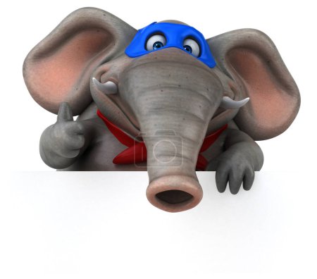 Foto de Diversión ilustración de dibujos animados 3D de un superhéroe elefante con tarjeta - Imagen libre de derechos