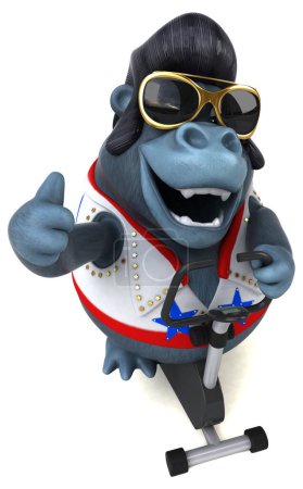 Photo for Fun 3D cartoon illustration of a rocker gorilla in gym - Royalty Free Image