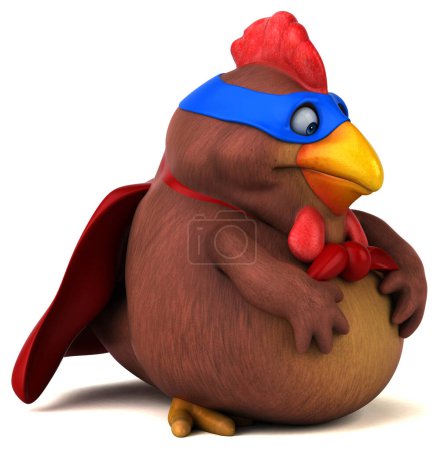 Téléchargez les photos : Illustration de dessin animé 3D amusant d'un personnage de super-héros de poulet - en image libre de droit