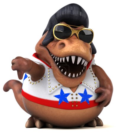 Photo for Fun 3D cartoon illustration of a Trex rocker character - Royalty Free Image