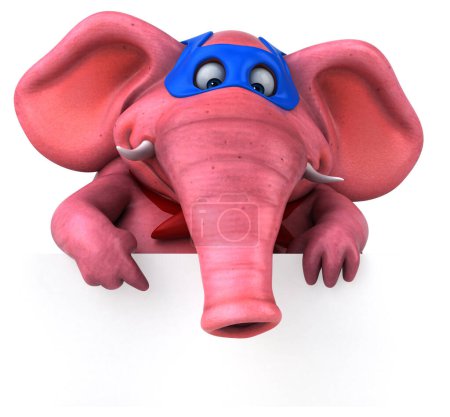 Téléchargez les photos : Illustration de dessin animé 3D amusant d'un personnage de super-héros éléphant - en image libre de droit