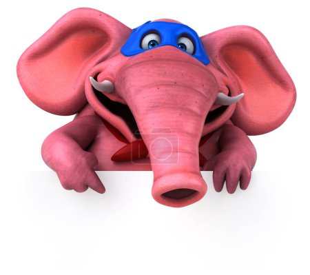 Foto de Diversión ilustración de dibujos animados 3D de un personaje de superhéroe elefante - Imagen libre de derechos