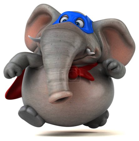 Foto de Diversión ilustración de dibujos animados 3D de un personaje de superhéroe elefante - Imagen libre de derechos