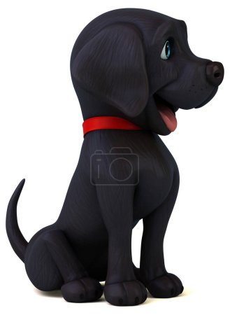 Téléchargez les photos : Amusant dessin animé 3D noir Labrador retriever personnage - en image libre de droit