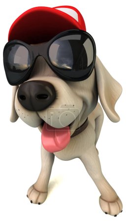 Foto de Diversión 3D dibujos animados blanco Labrador retriever en gafas de sol - Imagen libre de derechos
