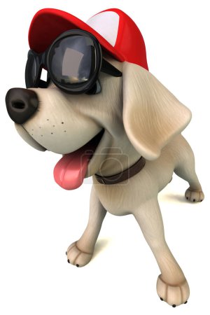 Téléchargez les photos : Fun 3D dessin animé Labrador blanc récupérateur de lunettes de soleil - en image libre de droit