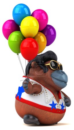 Photo for Fun 3D cartoon illustration of a Orang Outan rocker with baloons - Royalty Free Image