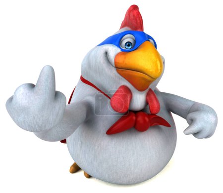 Téléchargez les photos : Illustration de dessin animé 3D amusant d'un personnage de super-héros de poulet - en image libre de droit