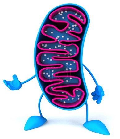 Fun 3D cartoon mitochondria character 