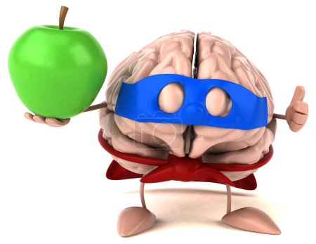 Foto de Cerebro con ilustración de manzana - Imagen libre de derechos