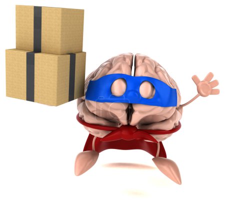 Foto de Cerebro con ilustración de cajas - Imagen libre de derechos