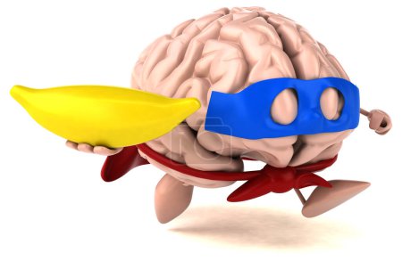 Téléchargez les photos : Cerveau avec illustration banane - en image libre de droit