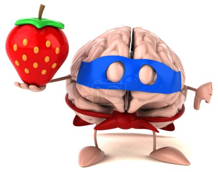 Téléchargez les photos : Cerveau avec illustration à la fraise - en image libre de droit
