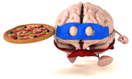 Téléchargez les photos : Cerveau avec illustration de pizza - en image libre de droit