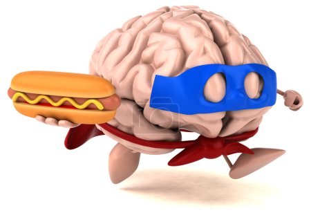 Téléchargez les photos : Cerveau avec illustration hotdog - en image libre de droit