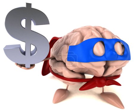 Téléchargez les photos : Cerveau avec illustration en dollars - en image libre de droit