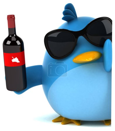 Photo for Blue bird with wine  - 3D Illustration - Royalty Free Image