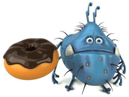 Foto de Gérmenes divertidos con donut - Ilustración 3D - Imagen libre de derechos