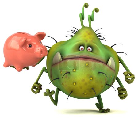 Photo for Fun germ with piggy bank  - 3D Illustration - Royalty Free Image