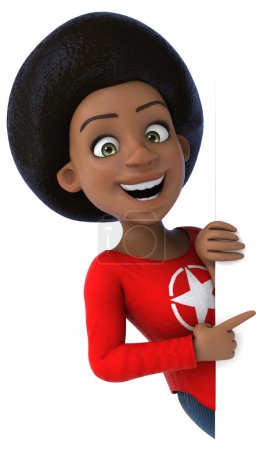 Foto de Diversión 3D de dibujos animados chica adolescente negro con tarjeta - Imagen libre de derechos