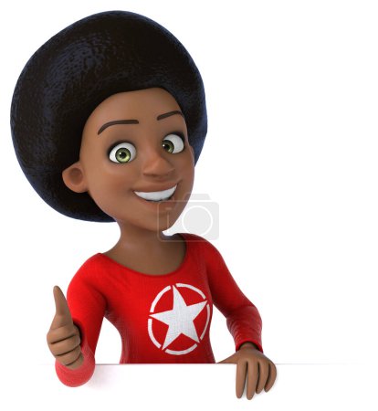 Photo for Fun 3D cartoon black teenage girl with thumb up - Royalty Free Image