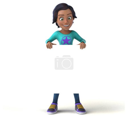 Photo for Fun 3D cartoon asian teenage girl with card - Royalty Free Image