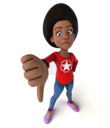 Photo for Fun 3D cartoon black teenage girl with  thumb down - Royalty Free Image