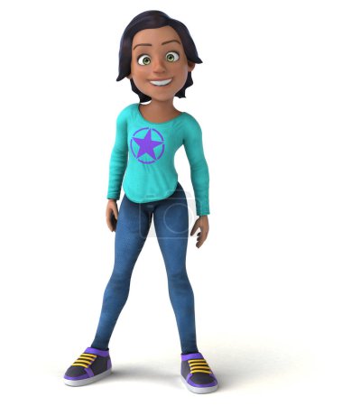 Photo for Fun 3D cartoon asian teenage girl character - Royalty Free Image