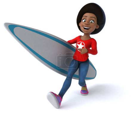 Foto de Diversión 3D de dibujos animados negro adolescente surfista - Imagen libre de derechos