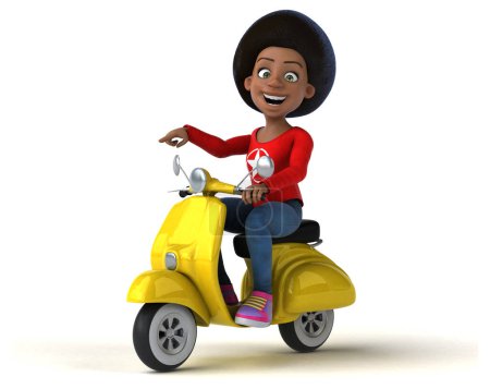 Photo for Fun 3D cartoon  teenage girl on scooter - Royalty Free Image
