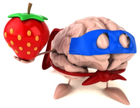 Foto de Cerebro personaje de dibujos animados con fresa - Imagen libre de derechos