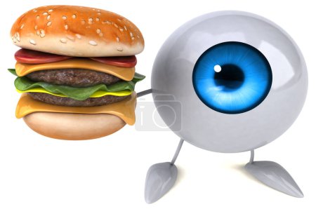 Foto de Ojo personaje de dibujos animados con hamburguesa - Imagen libre de derechos