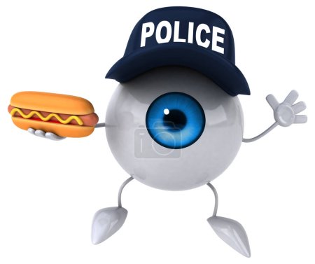 Photo for Eye cartoon character with hotdog - Royalty Free Image