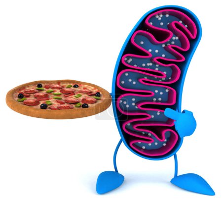 Photo for Fun 3D cartoon mitochondria character with burger - Royalty Free Image
