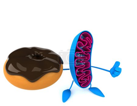 Photo for Fun 3D cartoon mitochondria character with donut - Royalty Free Image