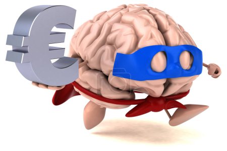 Photo for Brain cartoon character with euro - Royalty Free Image