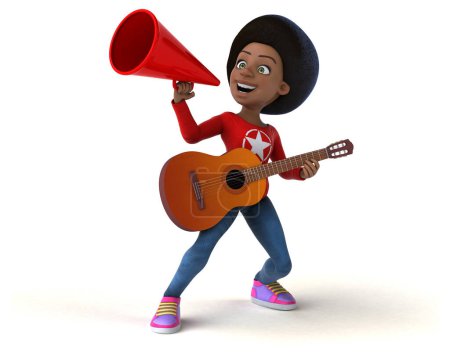 Photo for Fun 3D cartoon  teenage girl with guitar - Royalty Free Image