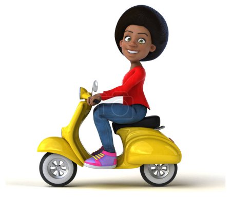 Photo for Fun 3D cartoon  teenage girl on scooter - Royalty Free Image