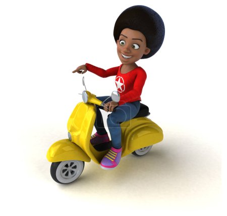 Téléchargez les photos : Fun 3D dessin animé adolescent fille sur scooter - en image libre de droit
