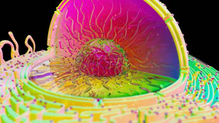 Ilustración abstracta en 3D de la célula biológica 