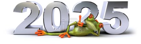 Fun 3D-Zeichentrickfilm grüne Froschfigur im Jahr 2025