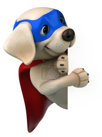 Foto de Diversión 3D de dibujos animados super blanco Labrador retriever super héroe - Imagen libre de derechos