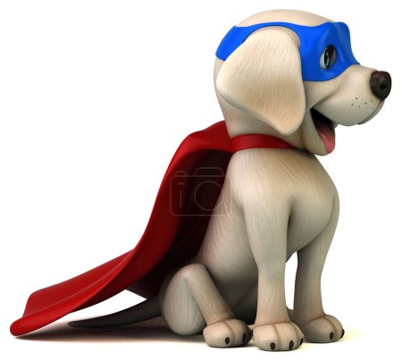 Foto de Diversión 3D de dibujos animados super blanco Labrador retriever super héroe - Imagen libre de derechos