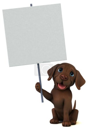 Foto de Diversión 3D dibujos animados marrón Labrador retriever con tarjeta - Imagen libre de derechos