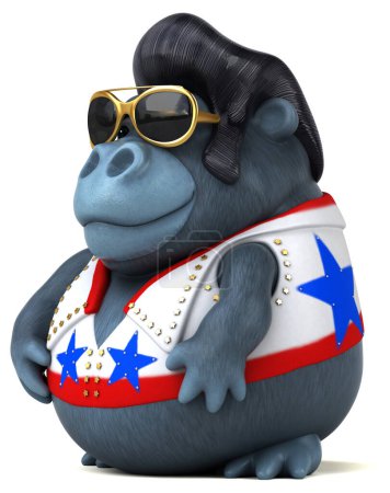 Photo for Fun 3D cartoon illustration of a rocker gorilla on white background - Royalty Free Image